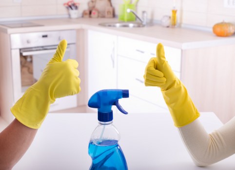 Cleaner sanitising touchpoints in a Highbury commercial building