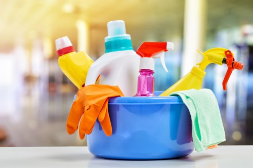 Carpet cleaning team assessing safety before work begins