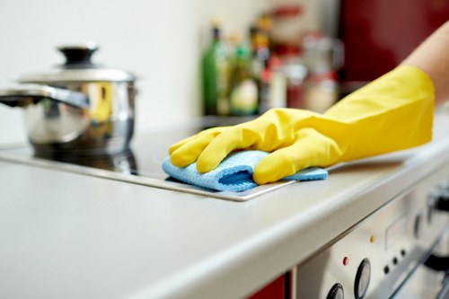 Airbnb cleaning service preparing a guest-ready flat in Highbury